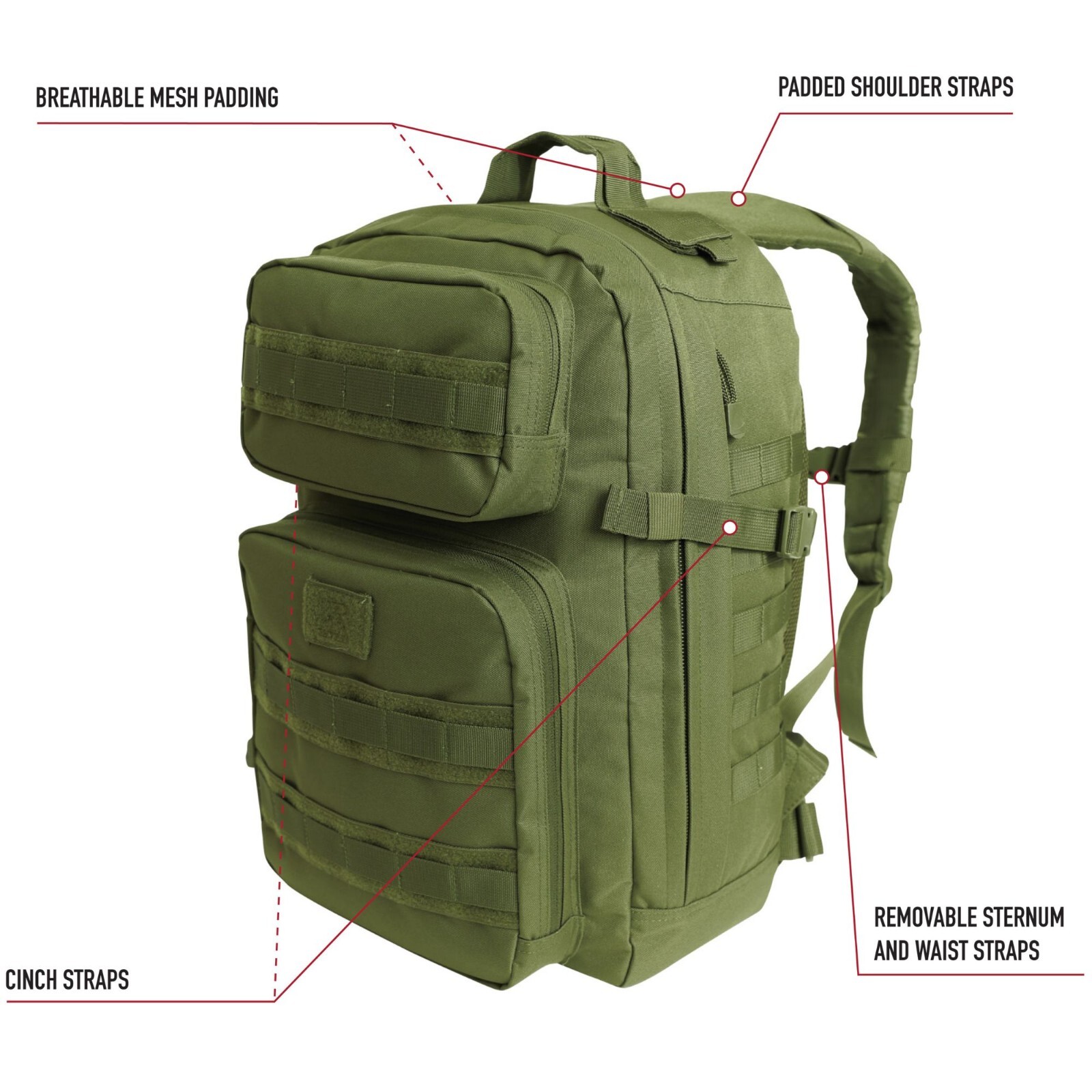 Rothco Tactical Fast Mover Backpack MOLLE Overnight Weekend Bag Knapsack 34L