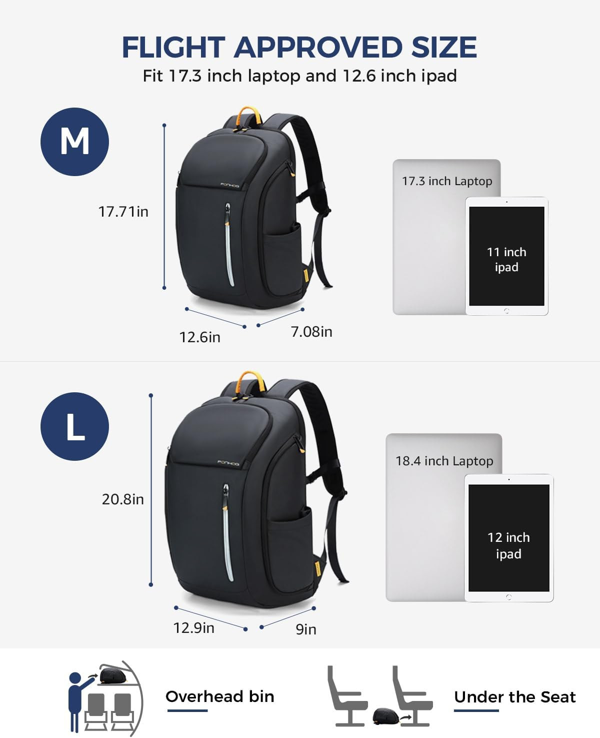 17 Inch Laptop Backpack for Men, Business Travel Anti-Theft Backpack with USB Ch