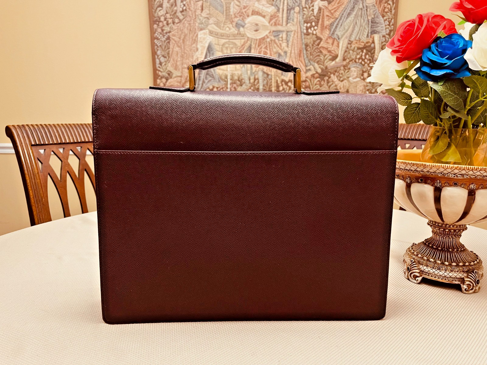 LOUIS VUITTON Serviette “MOSKOVA” Taiga Leather Briefcase / Satchel – France