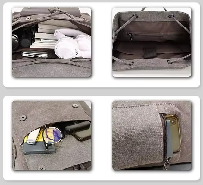 Vintage Canvas Backpack Rucksack Men Women Travel Laptop School Hiking Bag Large