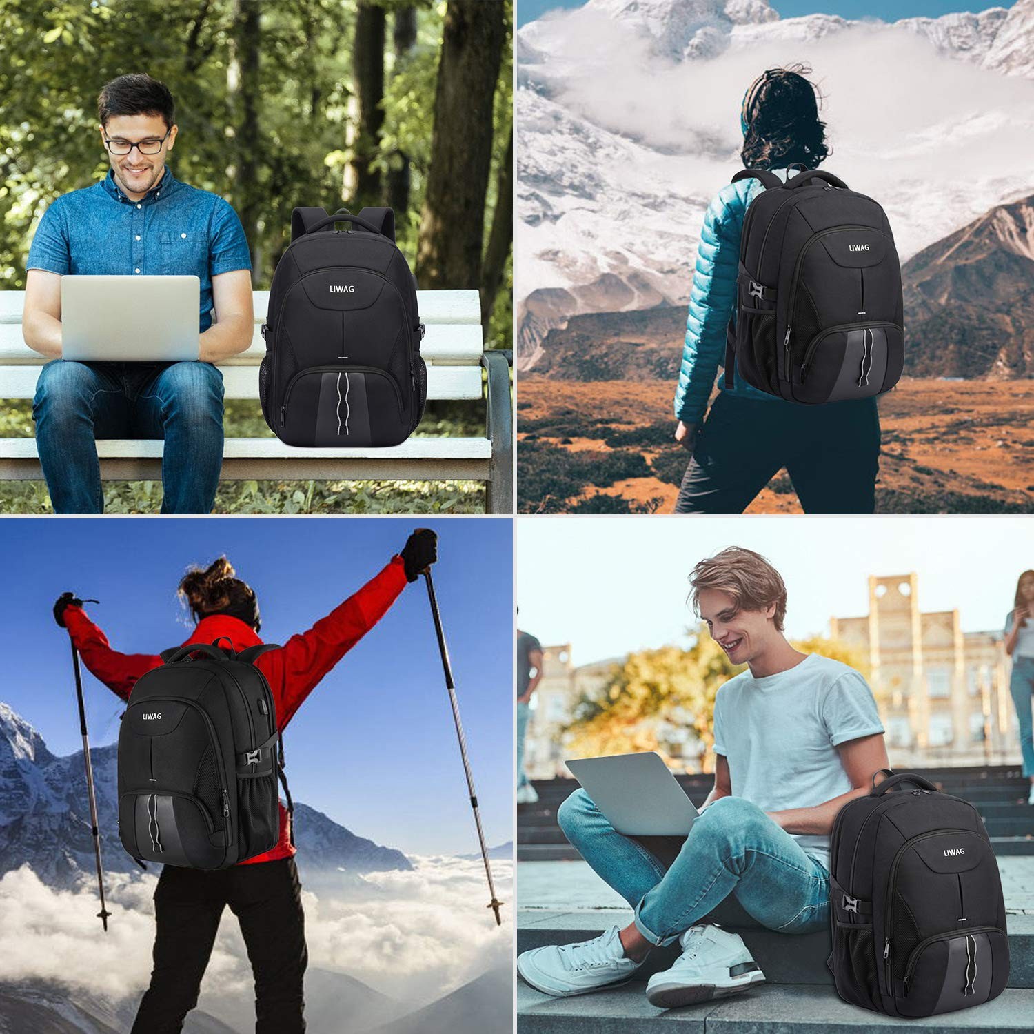 Extra Large Backpack for Men 50L,Water Resistant 17.3 inch Travel Laptop Backpac