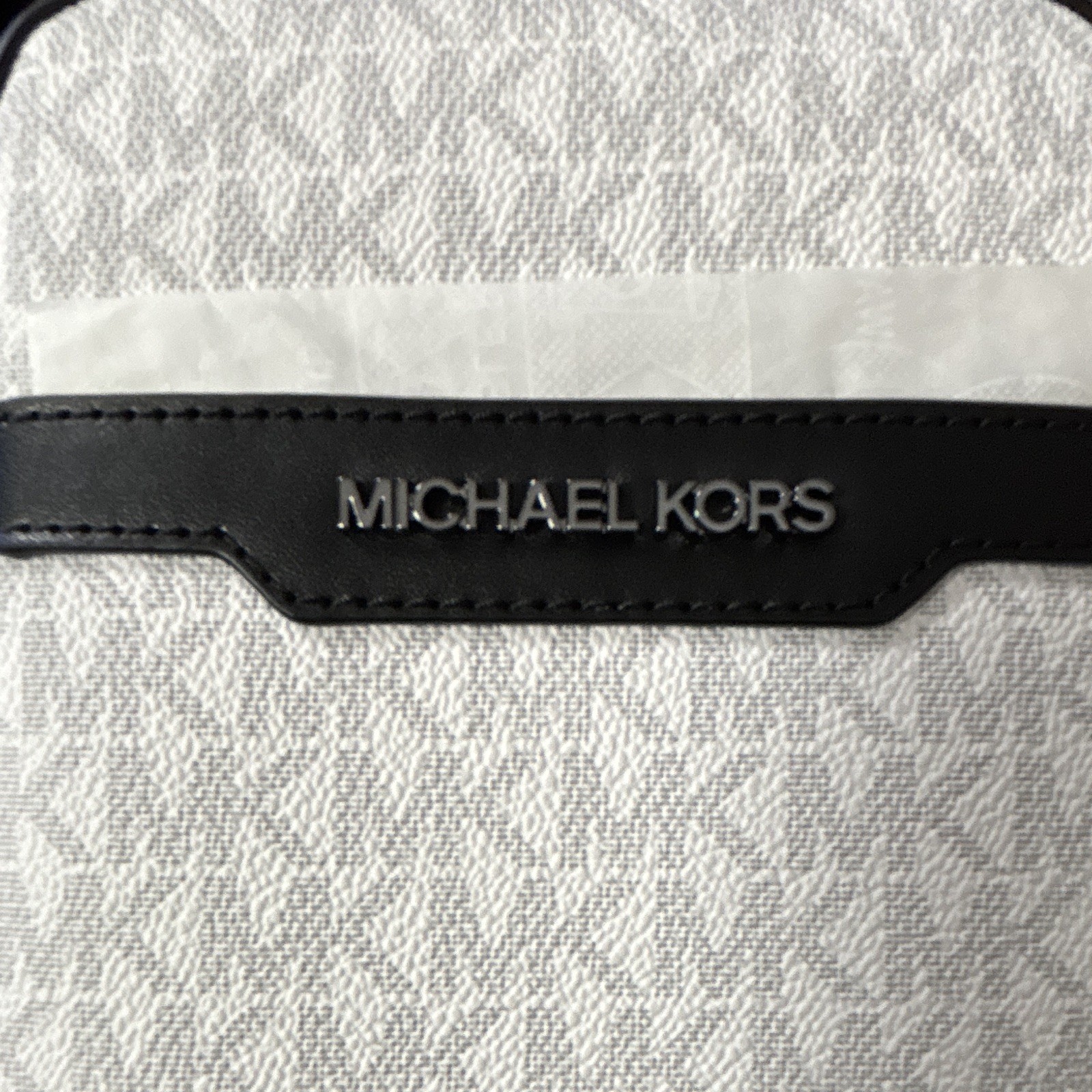 Michael Kors Cooper Medium Sling Pack Crossbody Bag White/Black Logo Zip