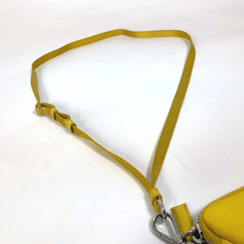 PRADA 2TT140 triangular plate Re Nylon Key ring with neck strap Pouch Unused