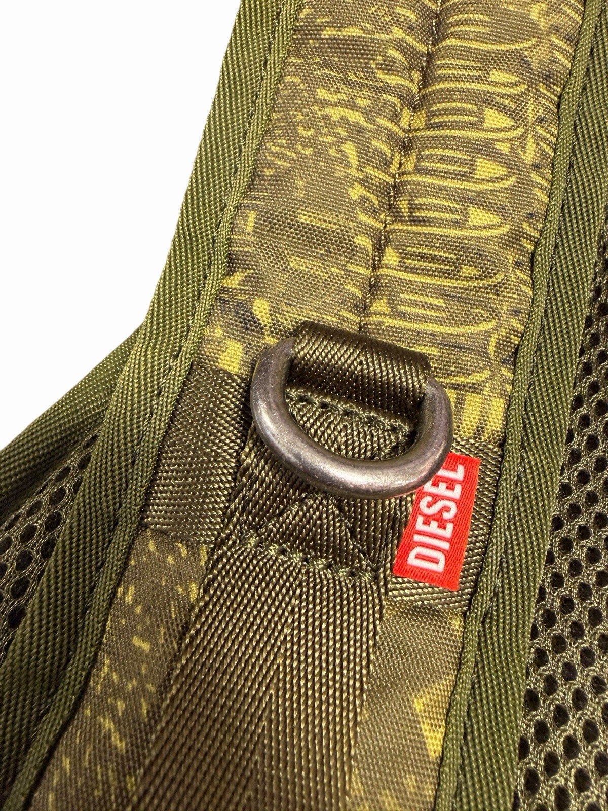 Diesel Green Checkered Backpack Zip & Buckle Closure Adjustable Strap Travel
