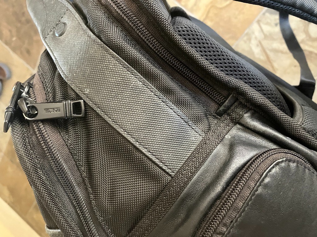 Tumi Alpha 3 Backpack – Black Ballistic Nylon and Leather Custom Monogram