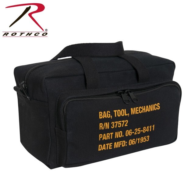 Rothco G.I. Type Zipper Pocket Mechanics Tool Bag W/Military Stencil – Black