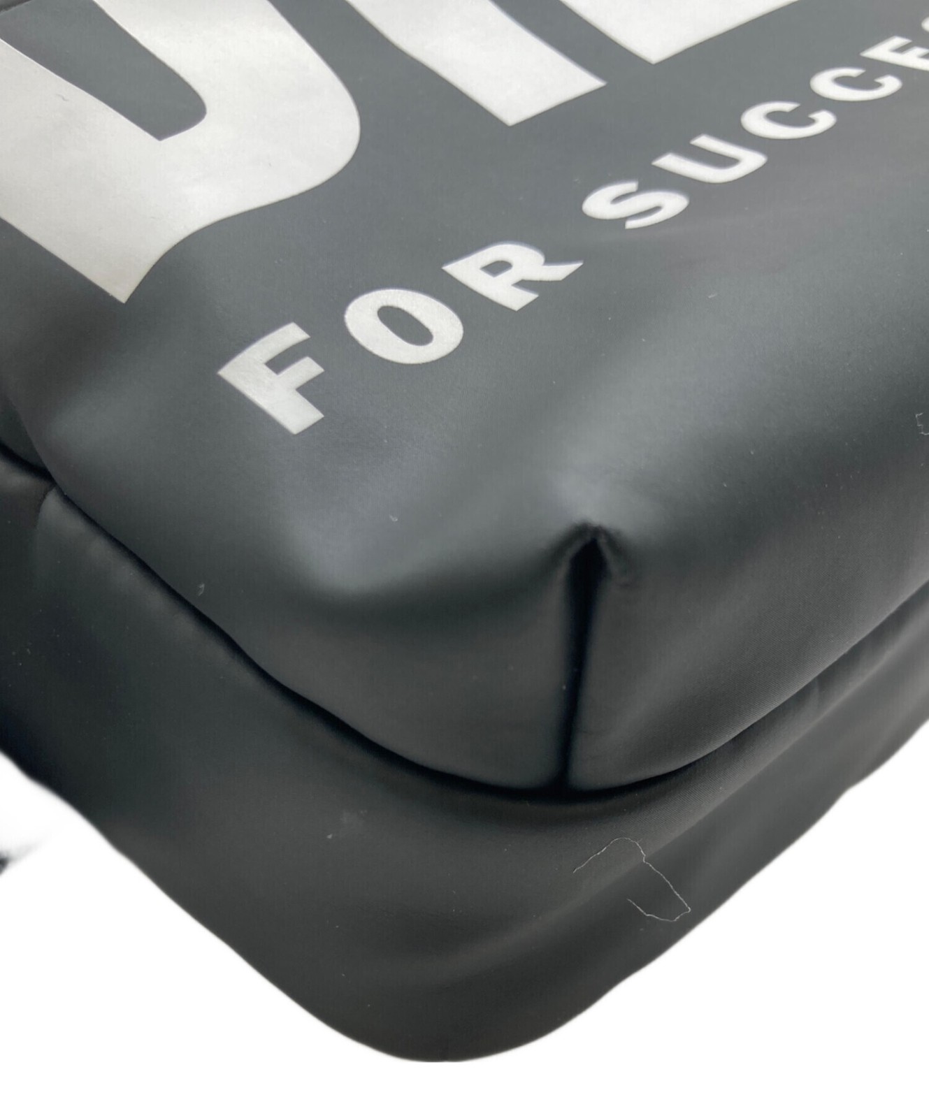 Diesel Men Black White Logo Body Bag Adjustable Strap Zip Pocket Polyurethane