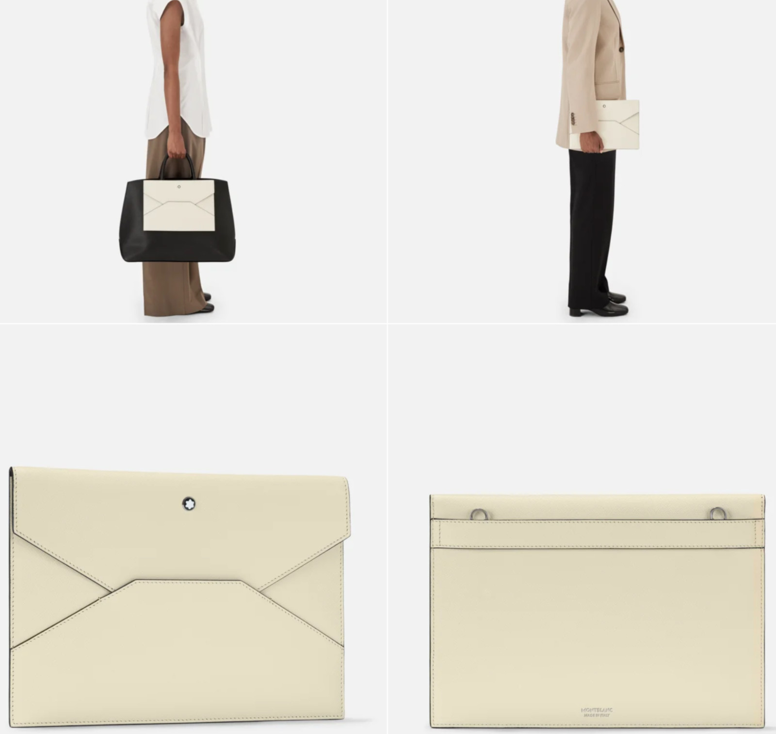 $ 830 MSRP Montblanc Ivory Envelope Pouch Sartorial 130312 iPad tablet case
