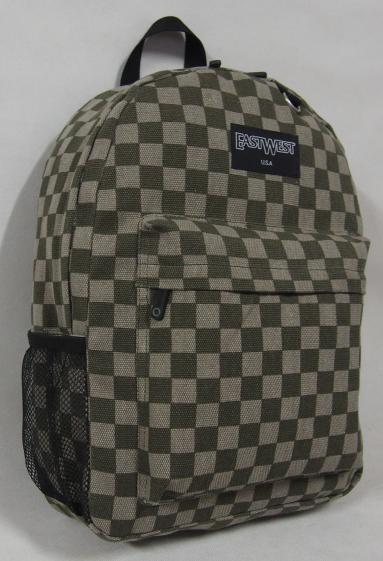 Canvas Checkered Backpack School Pack Day Bag Hike Camp Camping Travel Rucksack