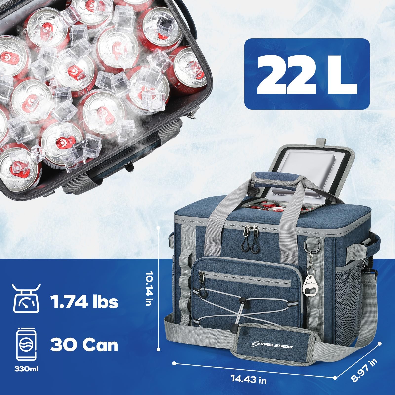 Soft Sided Cooler Bag, 30/40 Can Collapsible Insulated Ice Chest, Large Leakp…