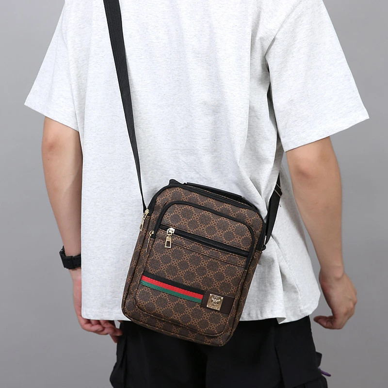 Crossbody Bag Men New Trendy Multi Layer Versatile Shoulder Handbag Casual