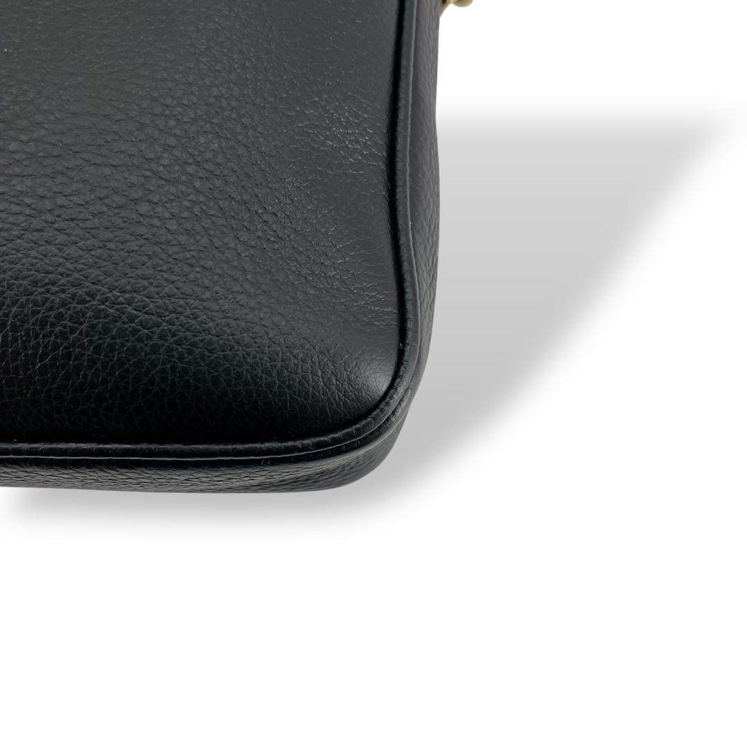 Versace Leather Shoulder Bag Black Crossbody Adjustable Strap 108.5cm W17cm