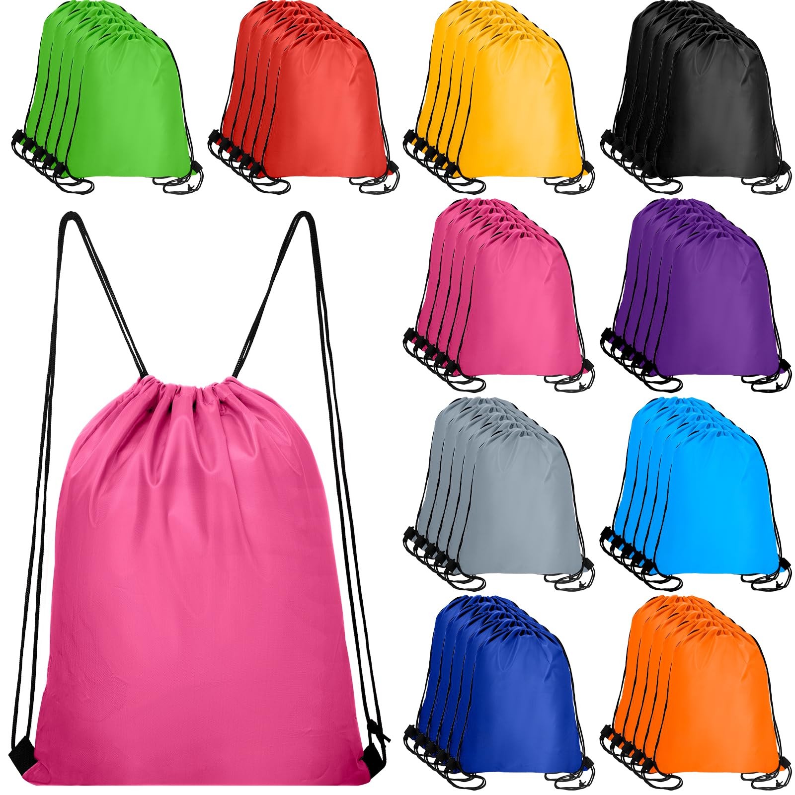 Drawstring Backpack Bulk 50 Pcs 10 Colors Nylon Draw String Back Bag for Gift…
