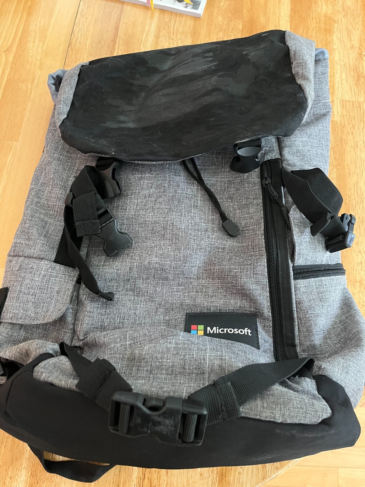 Microsoft Logo Computer Top Loader Buckle Flap Backpack Book Bag Pack
