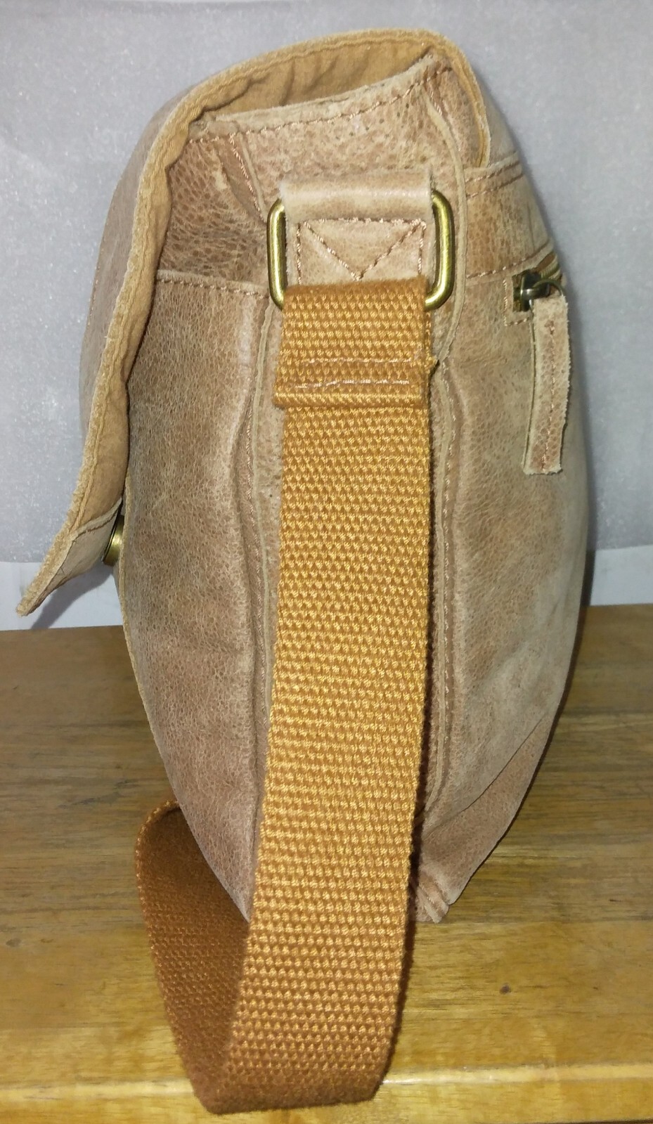 Black Rivet Distressed Leather Messenger Bag