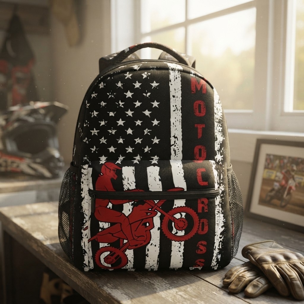 Versatile American Flag Travel & Hiking Backpack – Lightweight & 4 Pocket Design
