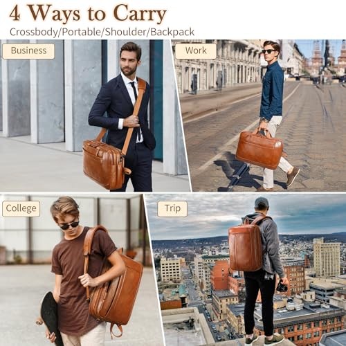 Faux Leather Messenger Bag for Men | 17-17.3 Inch Leather Mens Laptop Brown-1