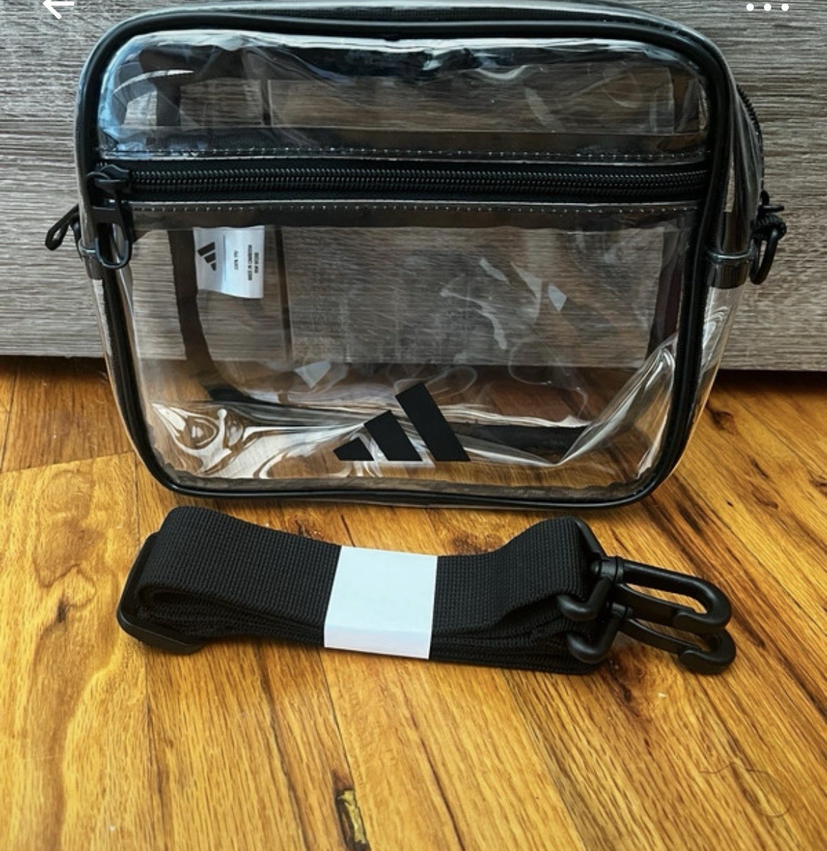 adidas Clear/Black Small Crossbody Bag Zip Closure Adjustable Strap Unisex