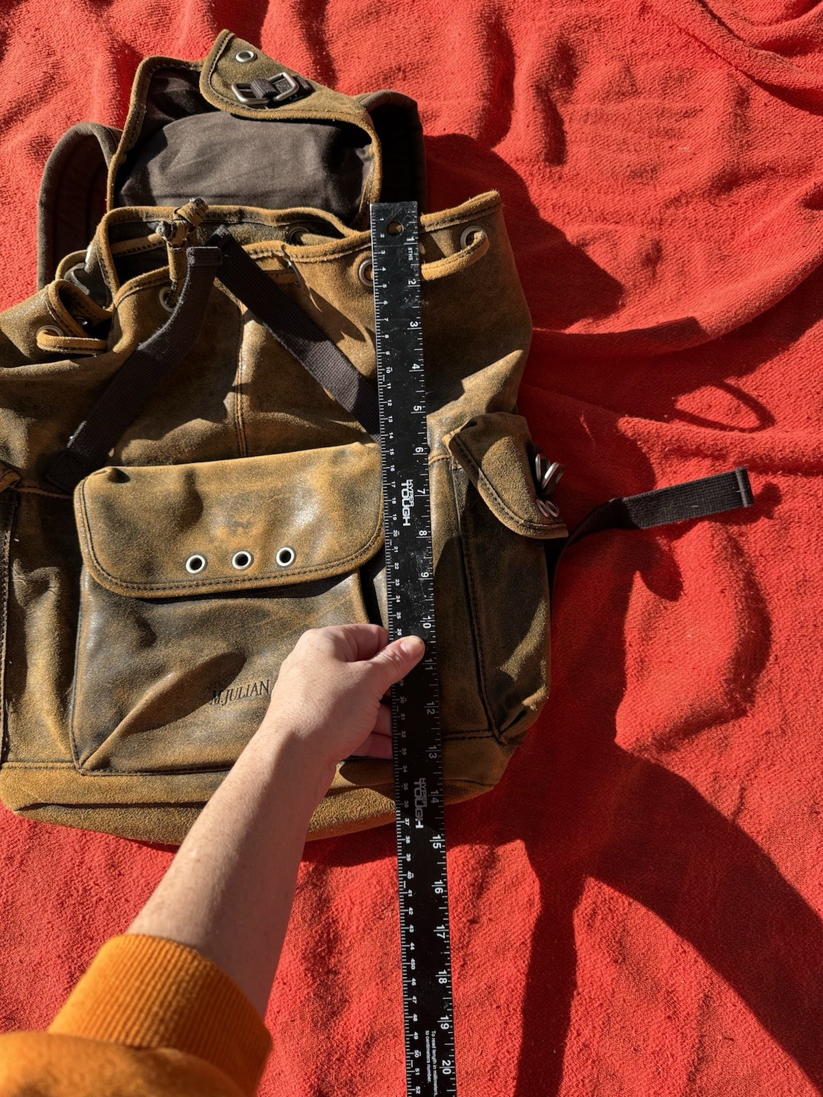 Wilsons Leather Suede Backpack Vintage Brown Leather Rucksack M. Julian