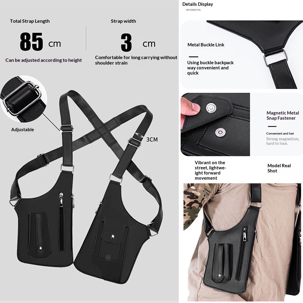 Adjustable Anti-Theft Underarm Shoulder Bag PU Leather Wallet Holster Bag