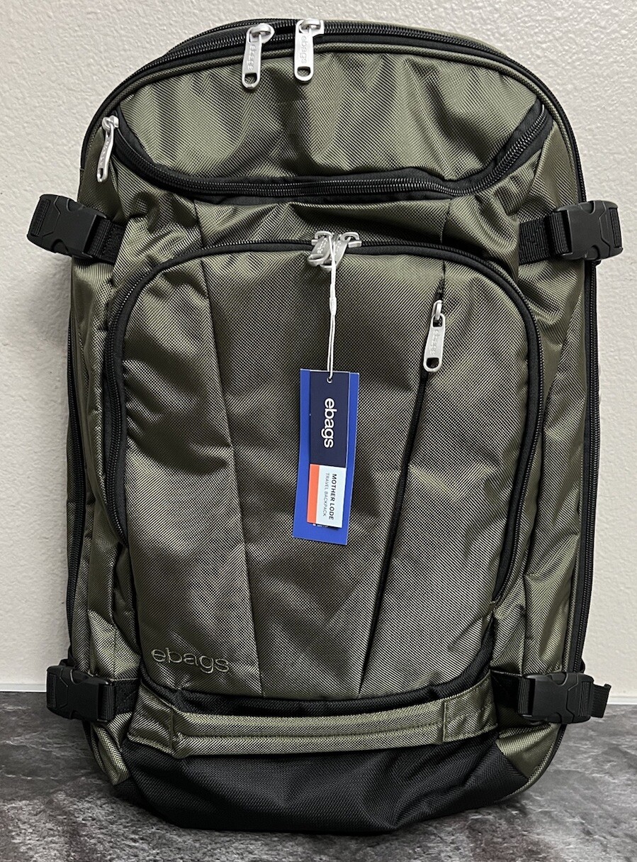 eBags Mother Lode Travel Backpack Convertible Expandable Luggage Bag Green New