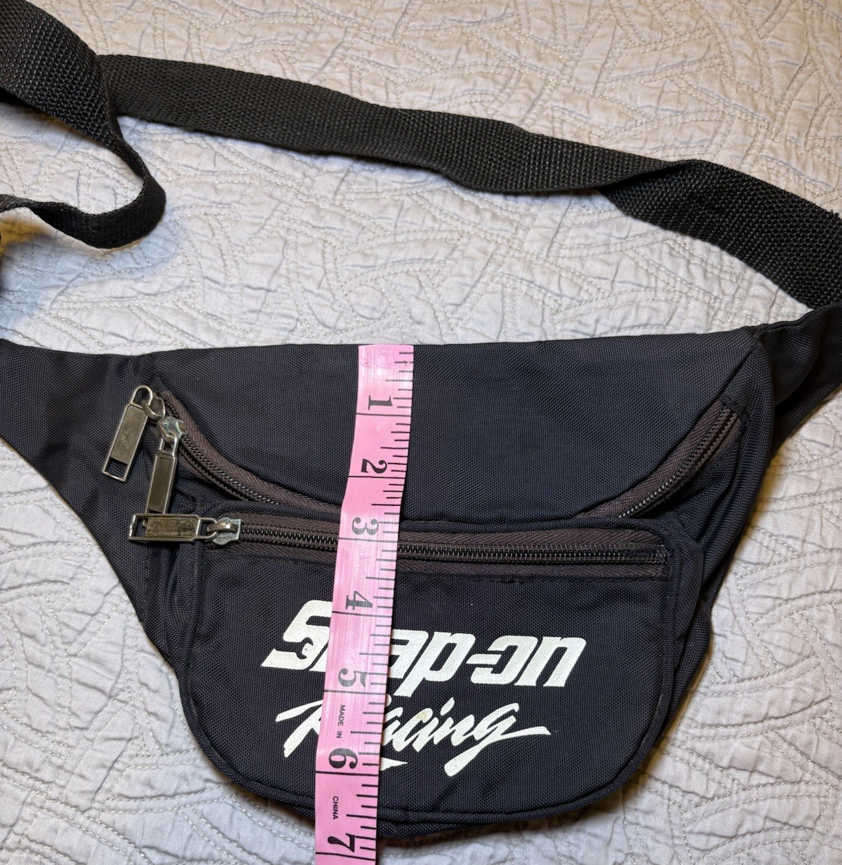 Vintage Snap On Tools Racing Black Zip Up Waist Fanny Pack Bag Strap OBO !!