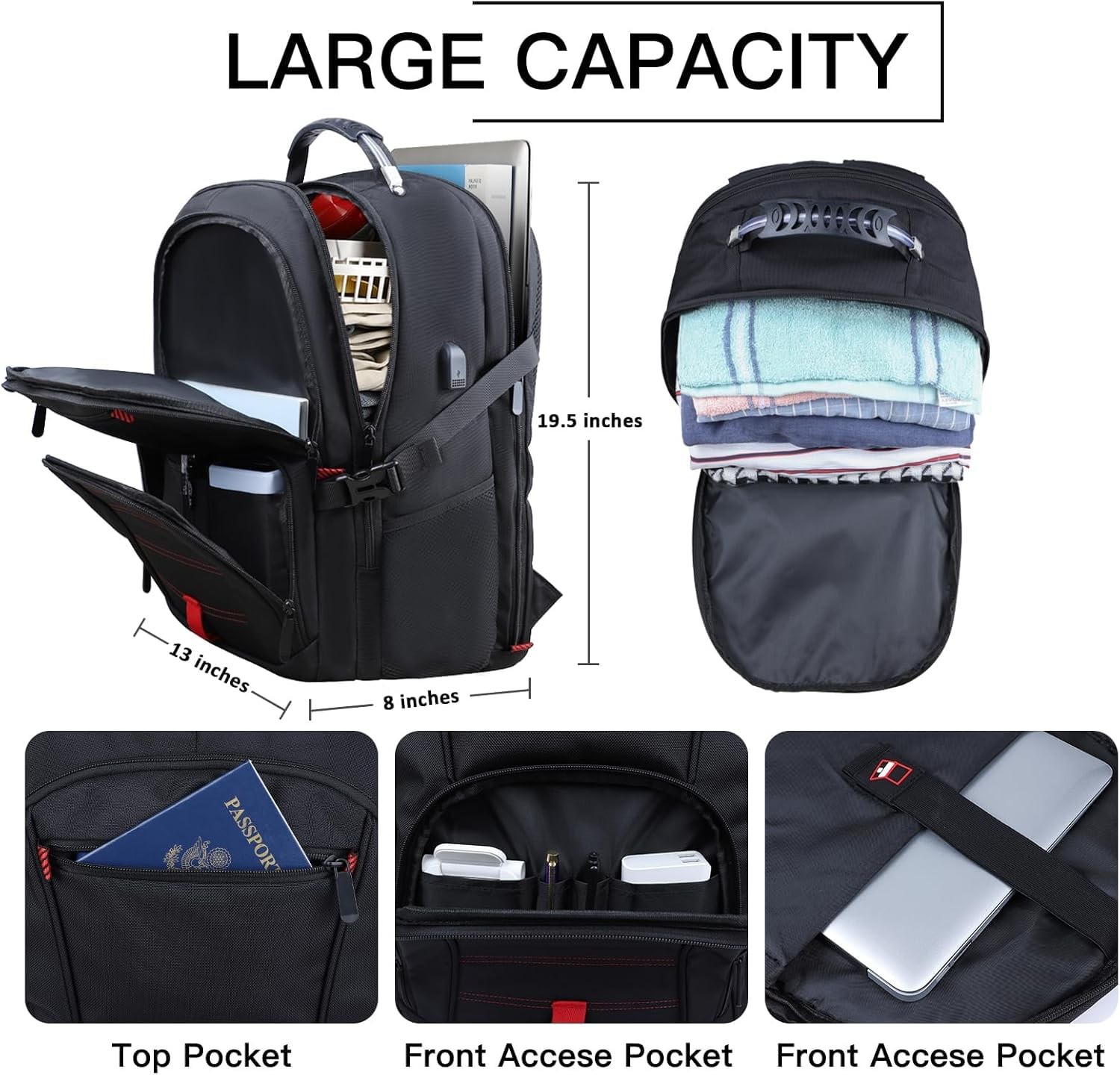 Extra Large Travel Laptop Backpack, 17.3 Inch Carry on Backpack for Men Women