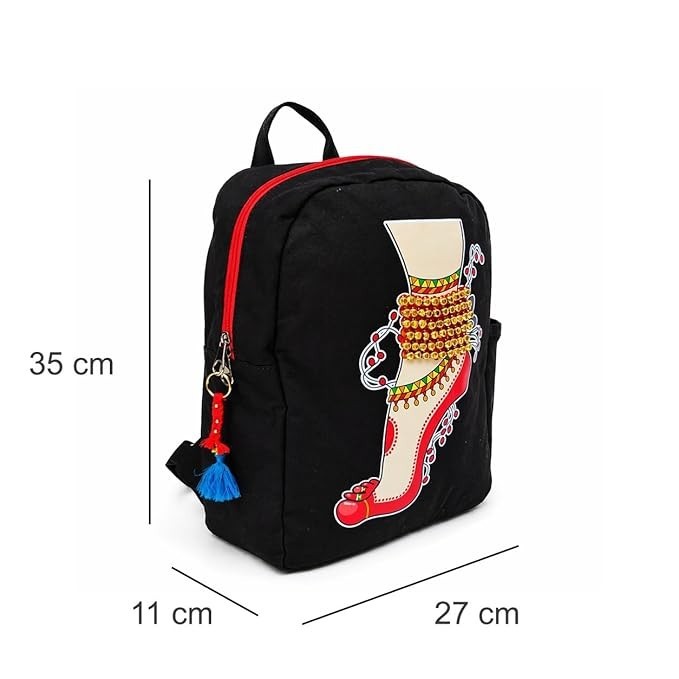 Canvas Single Leg Ghungroo Backpack, Canvas Black backpack
