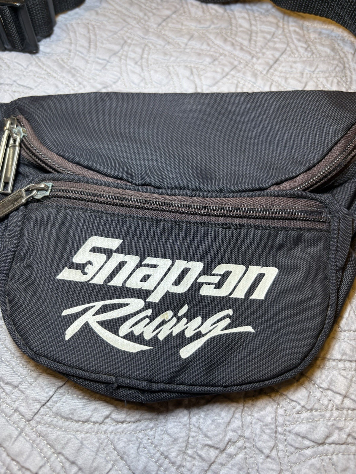 Vintage Snap On Tools Racing Black Zip Up Waist Fanny Pack Bag Strap OBO !!
