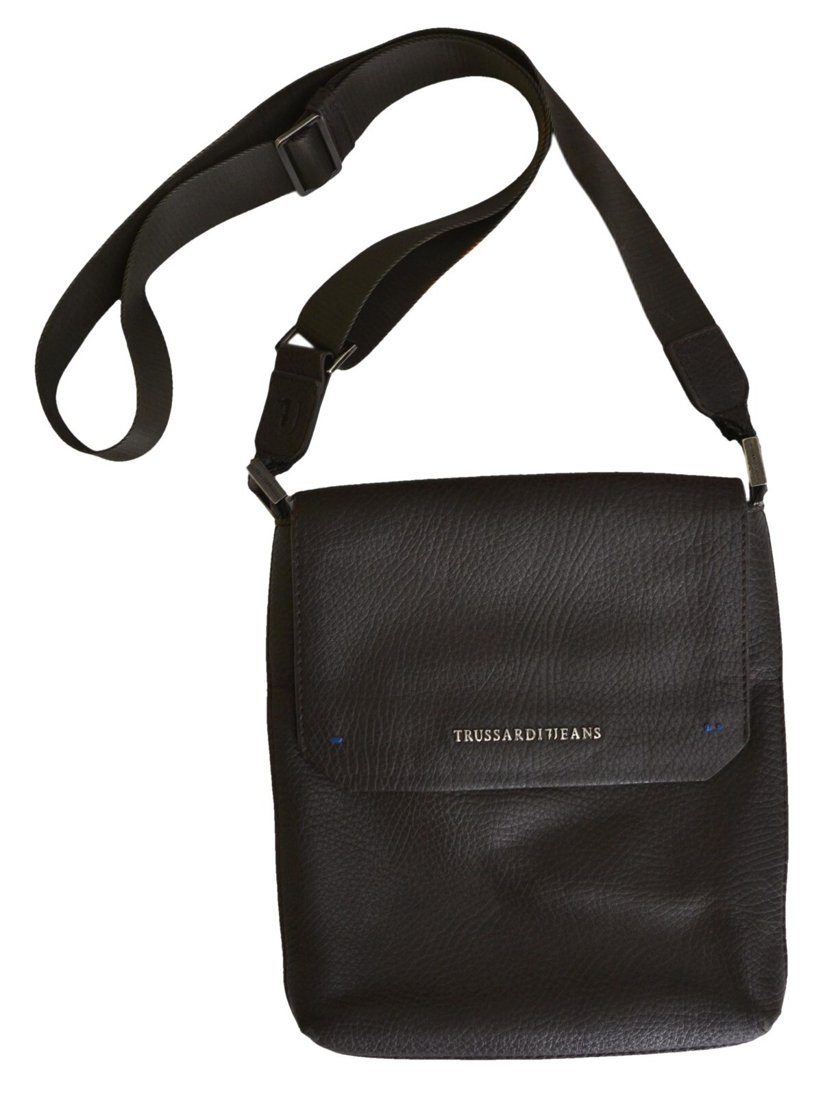 TRUSSARDI JEANS MEN LEATHER BAG BROWN 25×28 CM