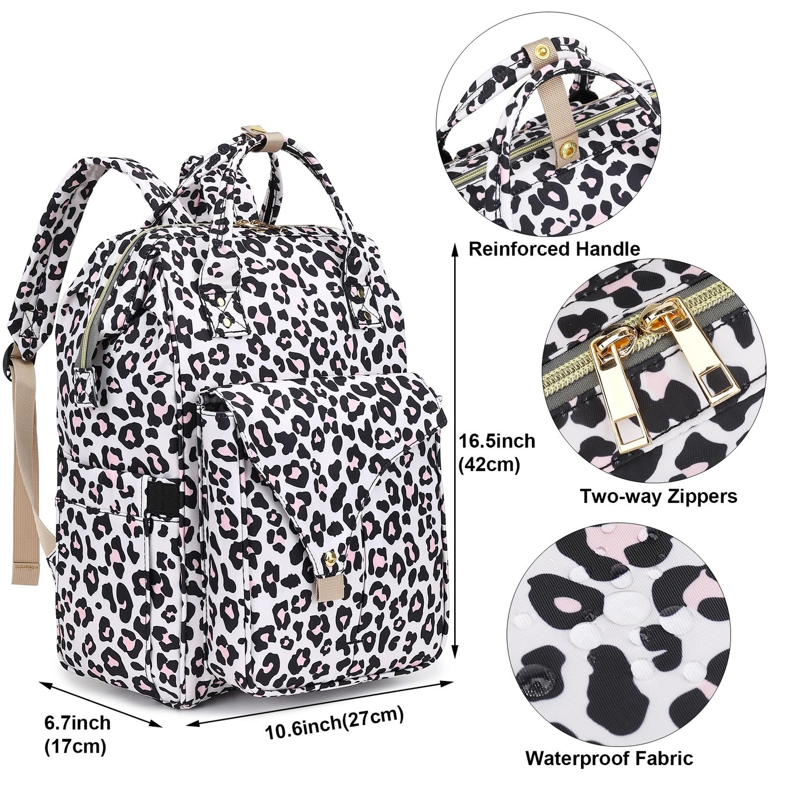 Leopard Laptop Backpack College School Nurse Travel Casual Fits 15.6 Inch Book