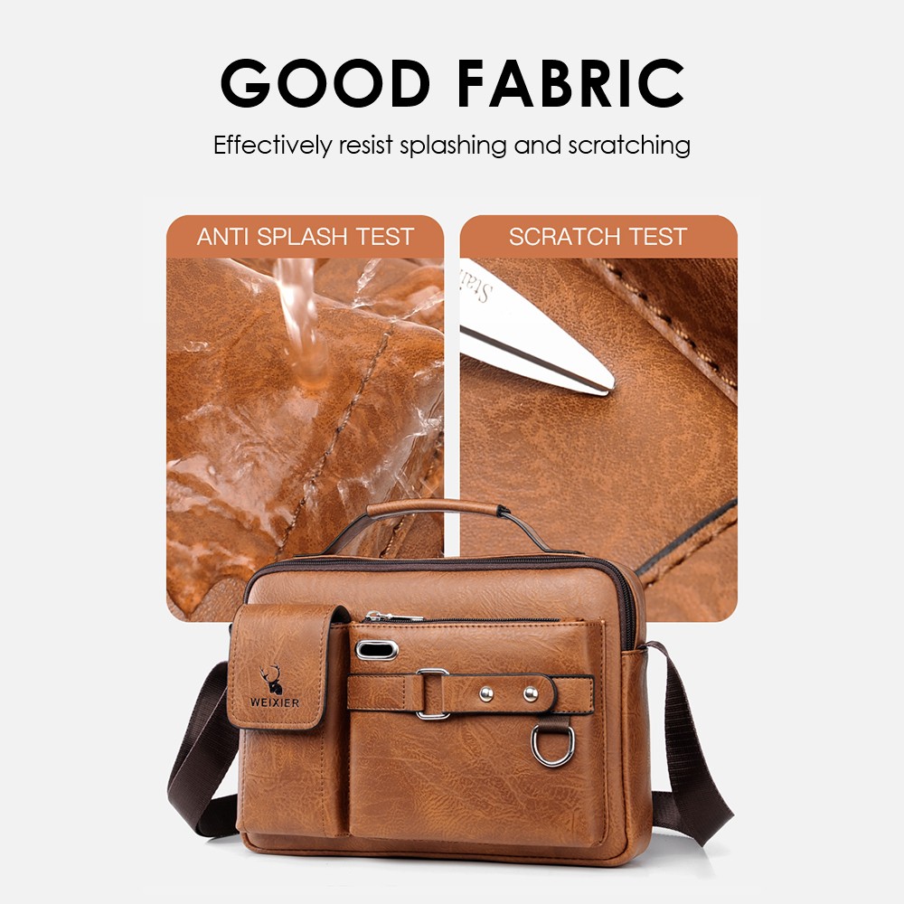 Men’s PU Leather Briefcase Shoulder Messenger Bag Crossbody Handbag Satchel Bags