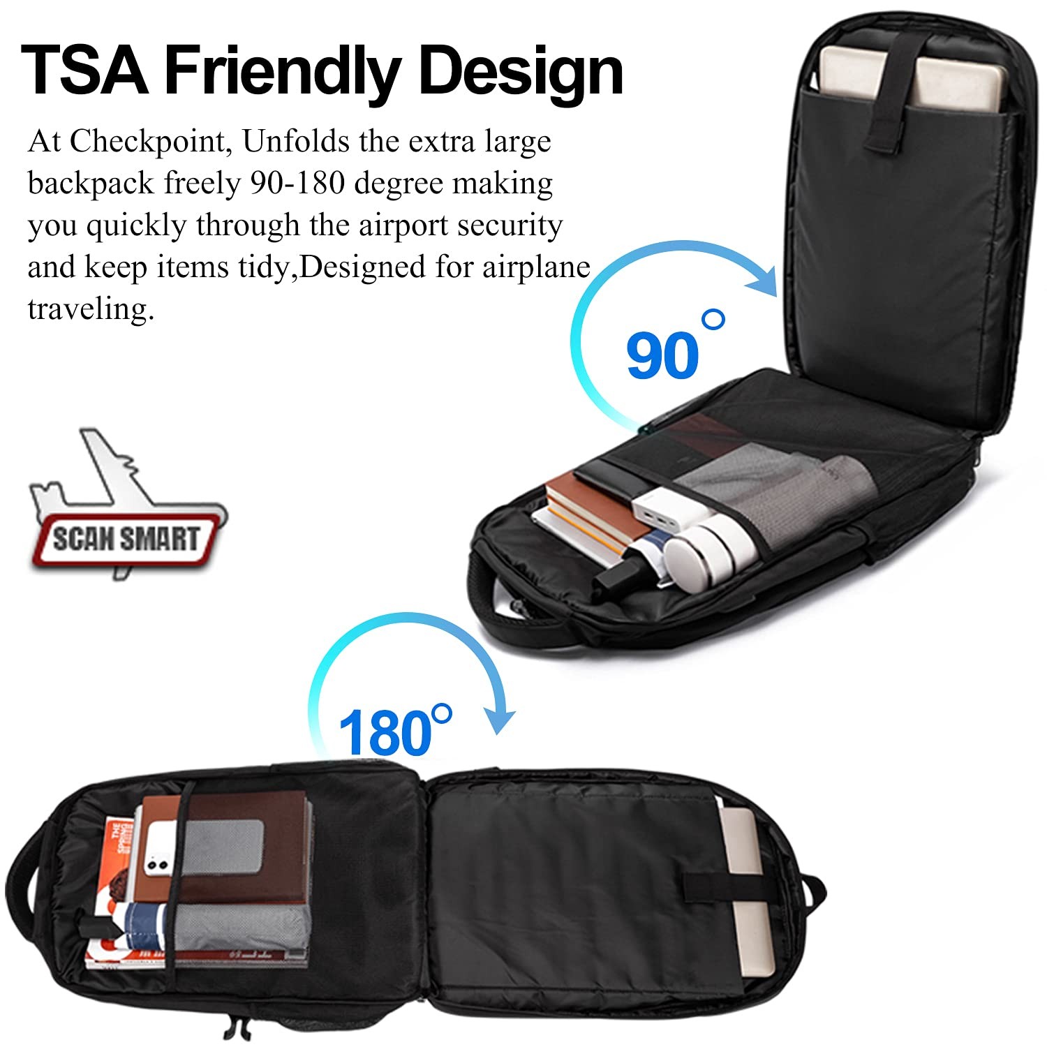 Extra Large Backpack for Men 50L,Water Resistant 17.3 inch Travel Laptop Backpac