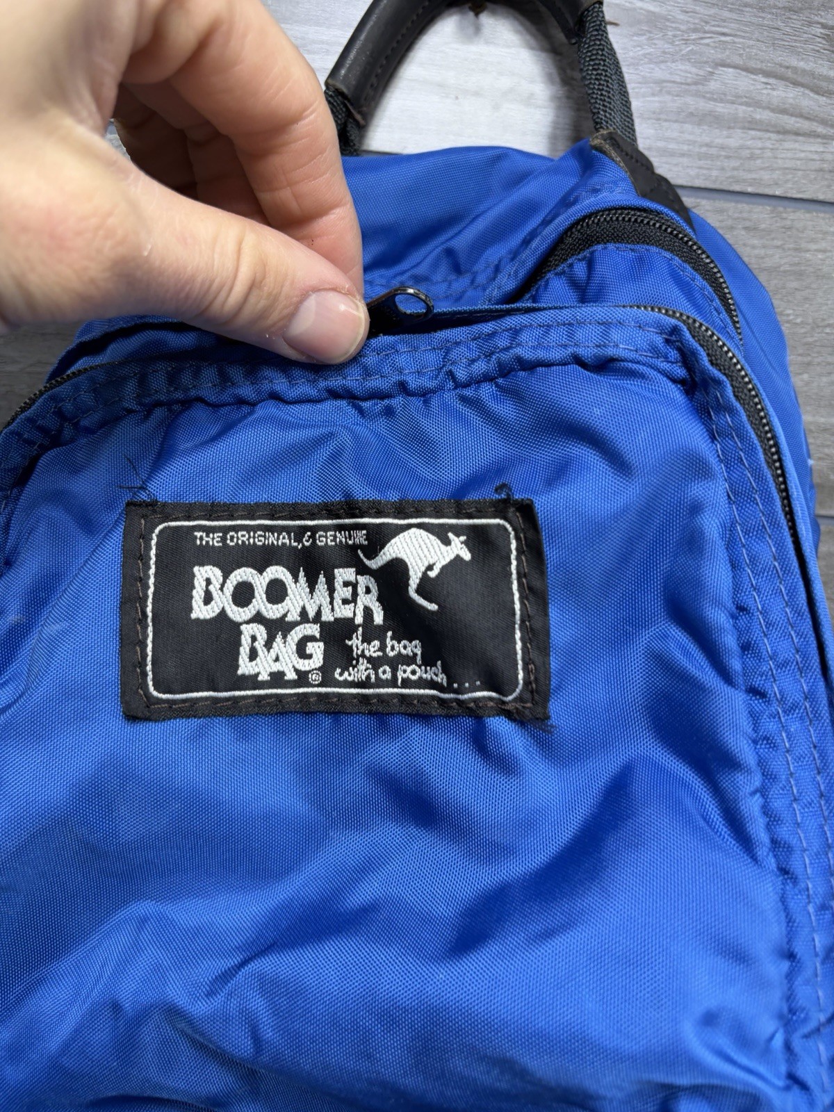 The Original Boomer Bag Backpack Suede Bottom Book Back Vintage Blue Kangaroo