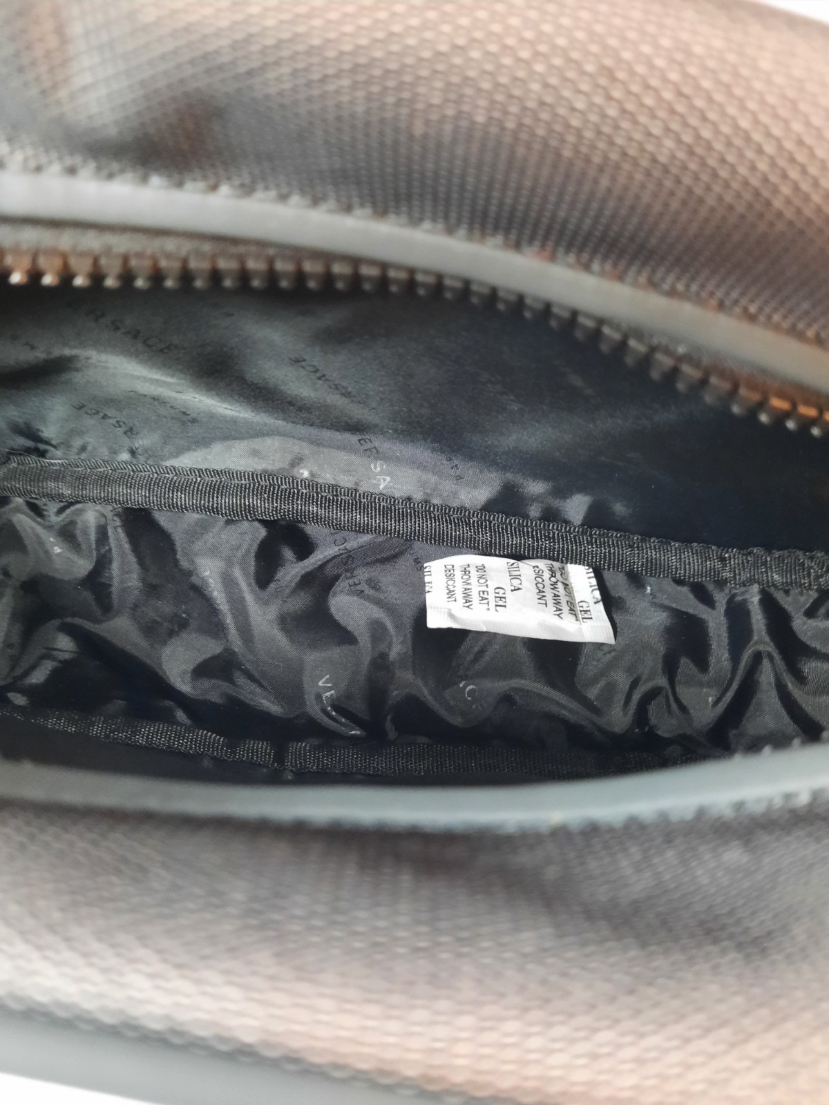 Versace Perfums Men’s Toiletry Zip Up Shave Bag Dark Gray Black Trim