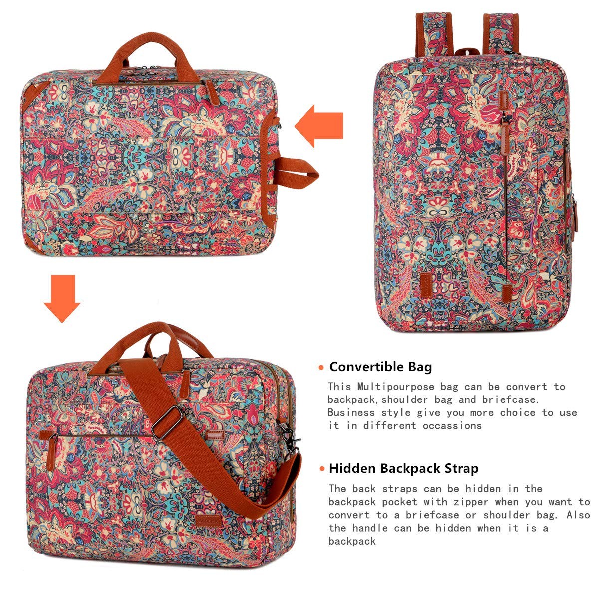 Large Convertible Backpack 17 Inch Laptop Bag Case Briefcase Travel Outdoor b…