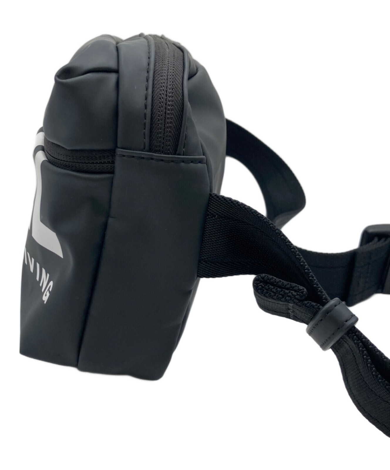 Diesel Men Black White Logo Body Bag Adjustable Strap Zip Pocket Polyurethane