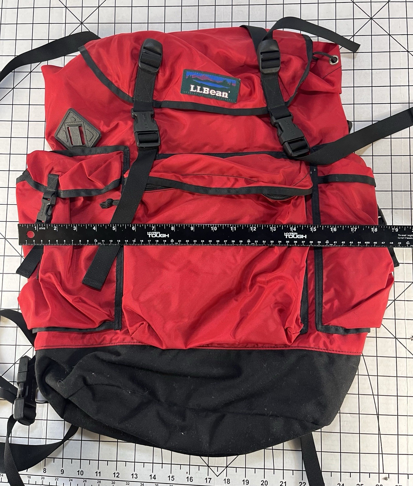 LL Bean Red Black Continental Rucksack Backpack Military Bag Vtg 80s 90s Hiking