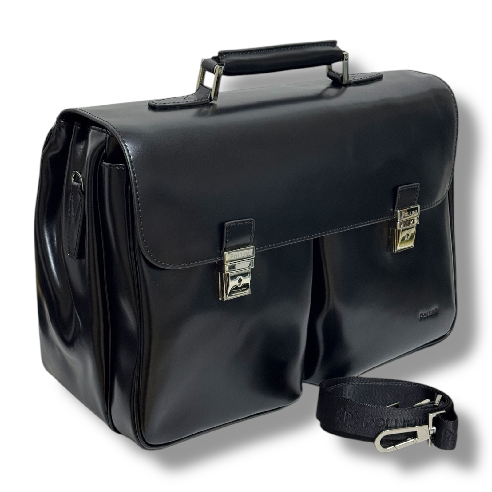 POLLINI Genuine Leather Professional Folder Bag Made in Italy Business Shoulder Bag