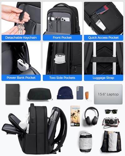 Expandable Travel Laptop Backpack, 15.6 Inch Computer Backpack Travel Backpack