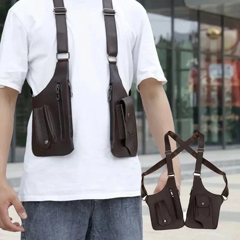 Adjustable Anti-Theft Underarm Shoulder Bag PU Leather Wallet Holster Bag