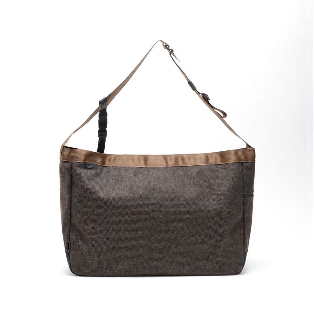 CHROME Newspaper Messenger Bag 26L Herringbone Brown Water-Resistant Nylon