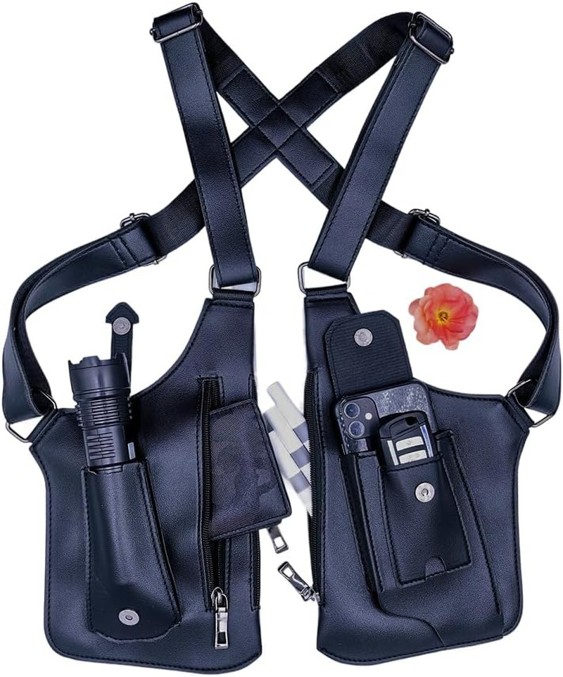 Double Shoulder Armpit Bag for Men, Anti-Theft Armpit Shoulder Bag, Adjustable U