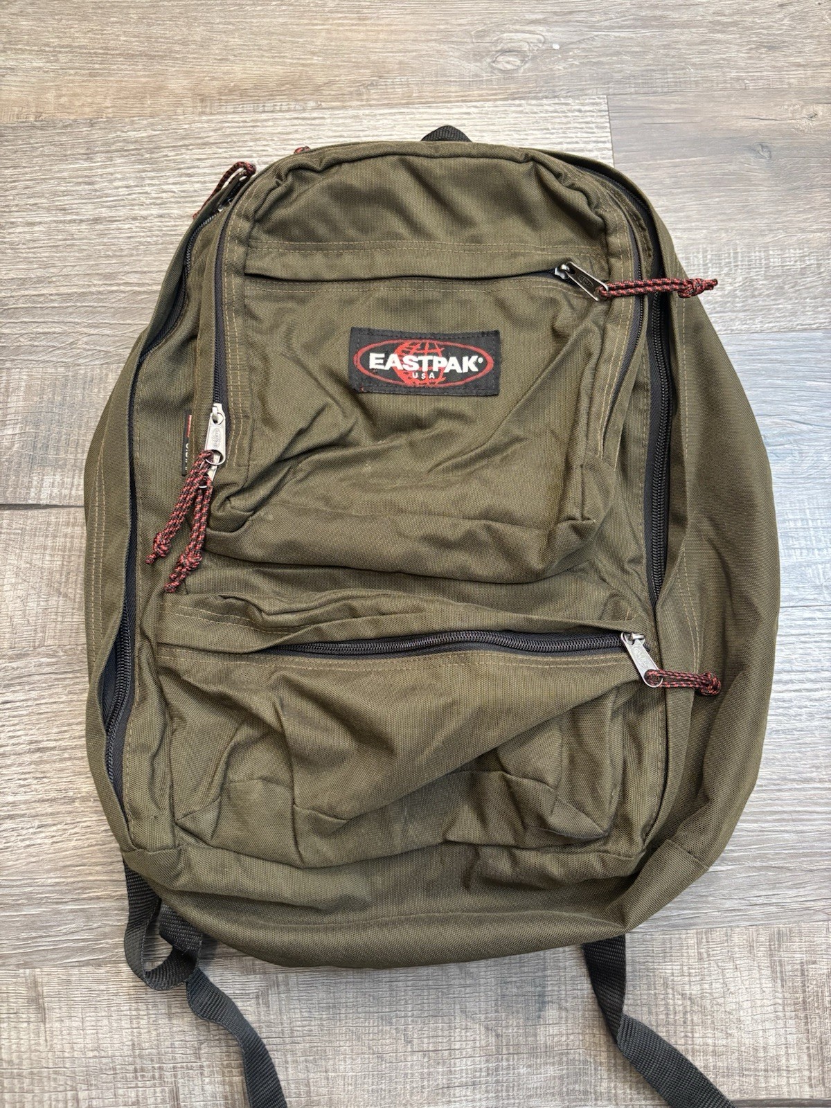Vintage EastPak Made In USA Backpack School Pack GREEN Nylon Canvas C17