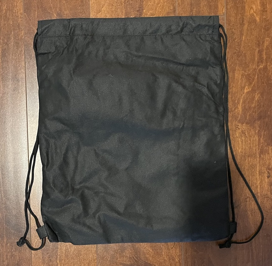 The Clear Logo Drawstring Backpack Bag 15″ x 13″ Black Gray White Yellow