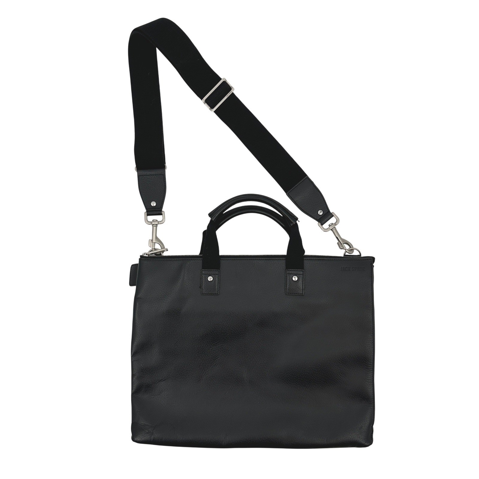 Jack Spade Mens Black Pebbled Leather Slim Briefcase Messenger Bag Crossbody