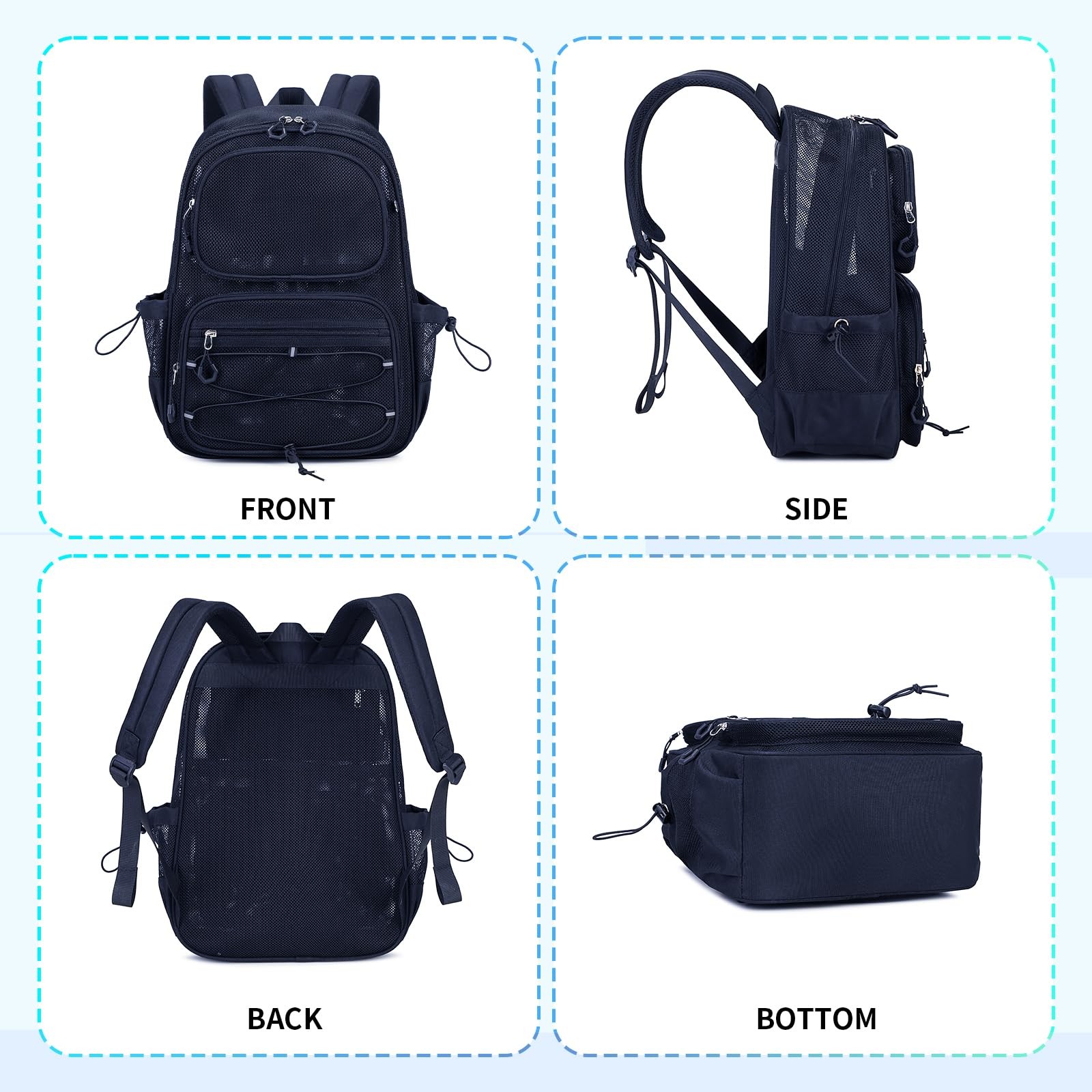 Mesh Backpack, Heavy Duty See Through Backpack Ultra-Lightweight Net Bookbag …