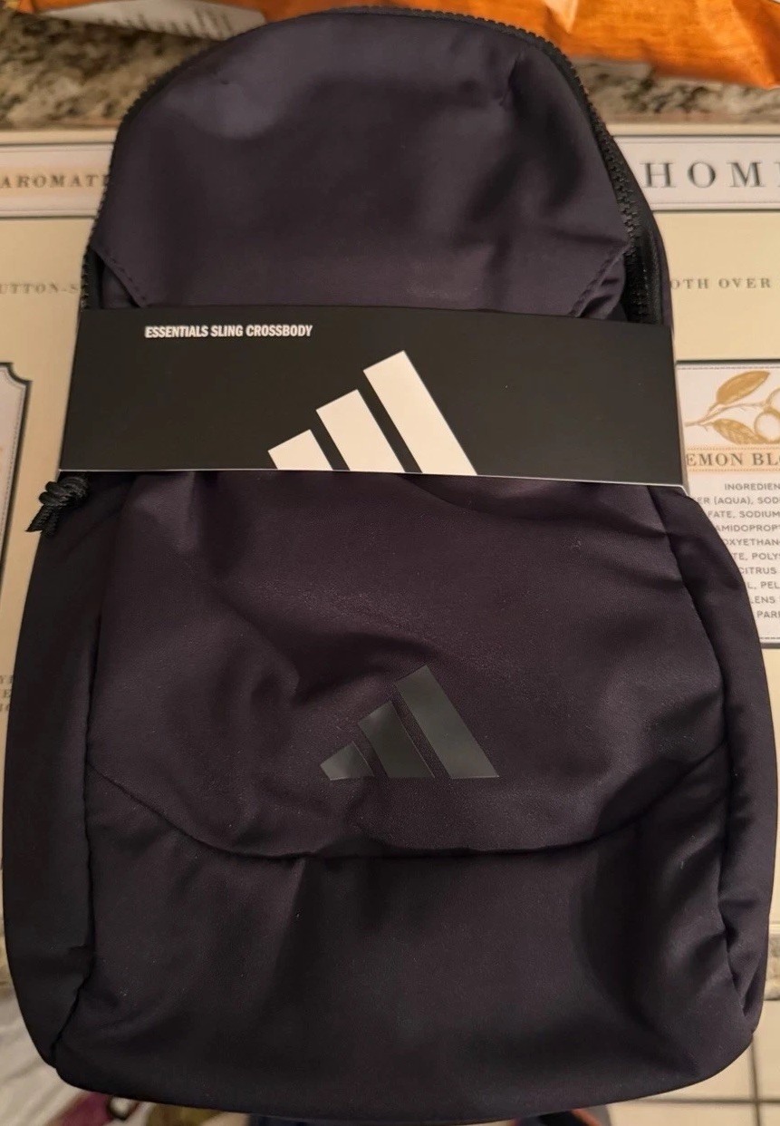 Adidas Essentials Sling Crossbody Bag Multi Pocket Black Travel NEW