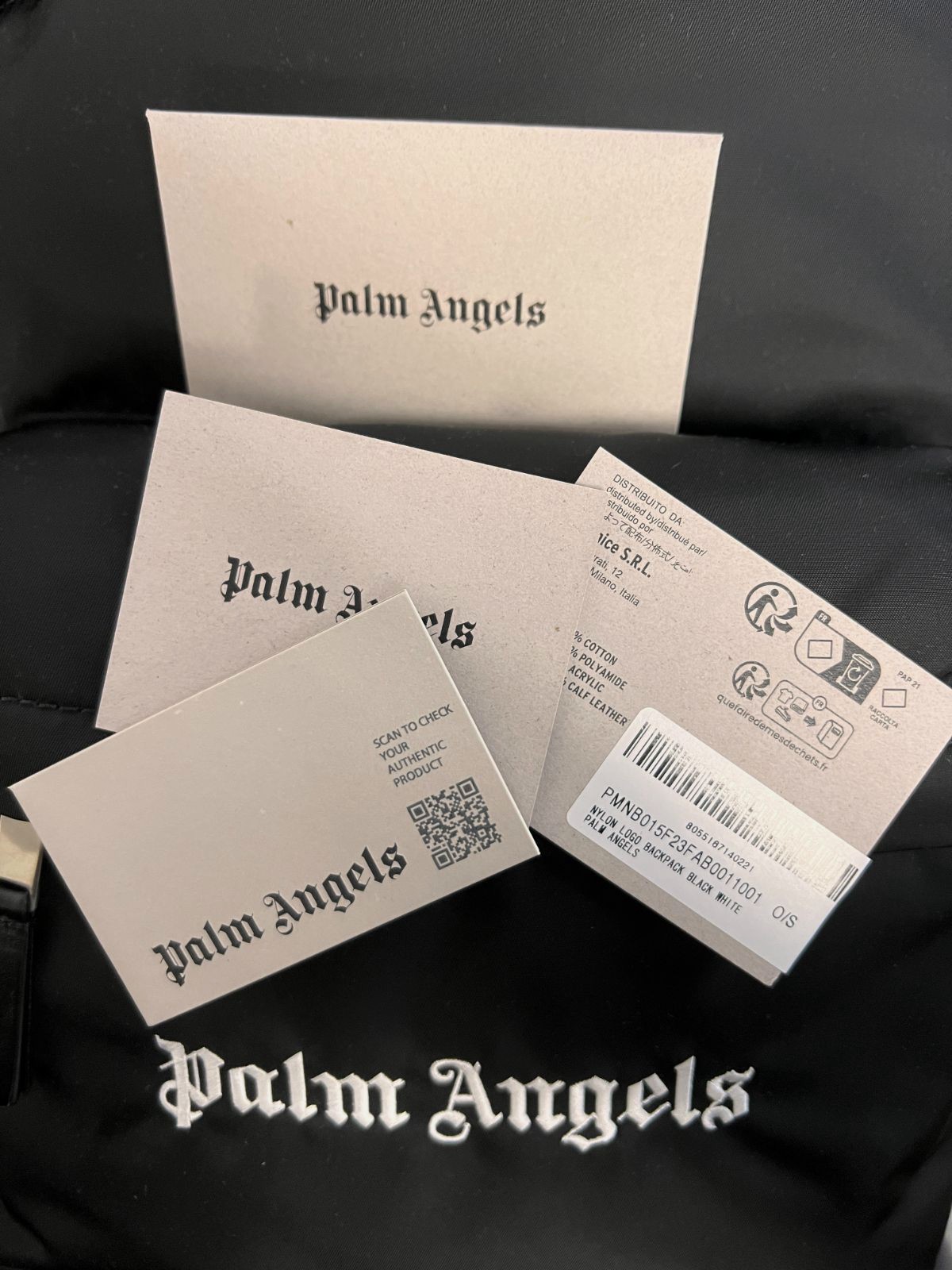 Palm Angels Men’s Black Logo-embroidered Satin Shoulder Backpack Bag