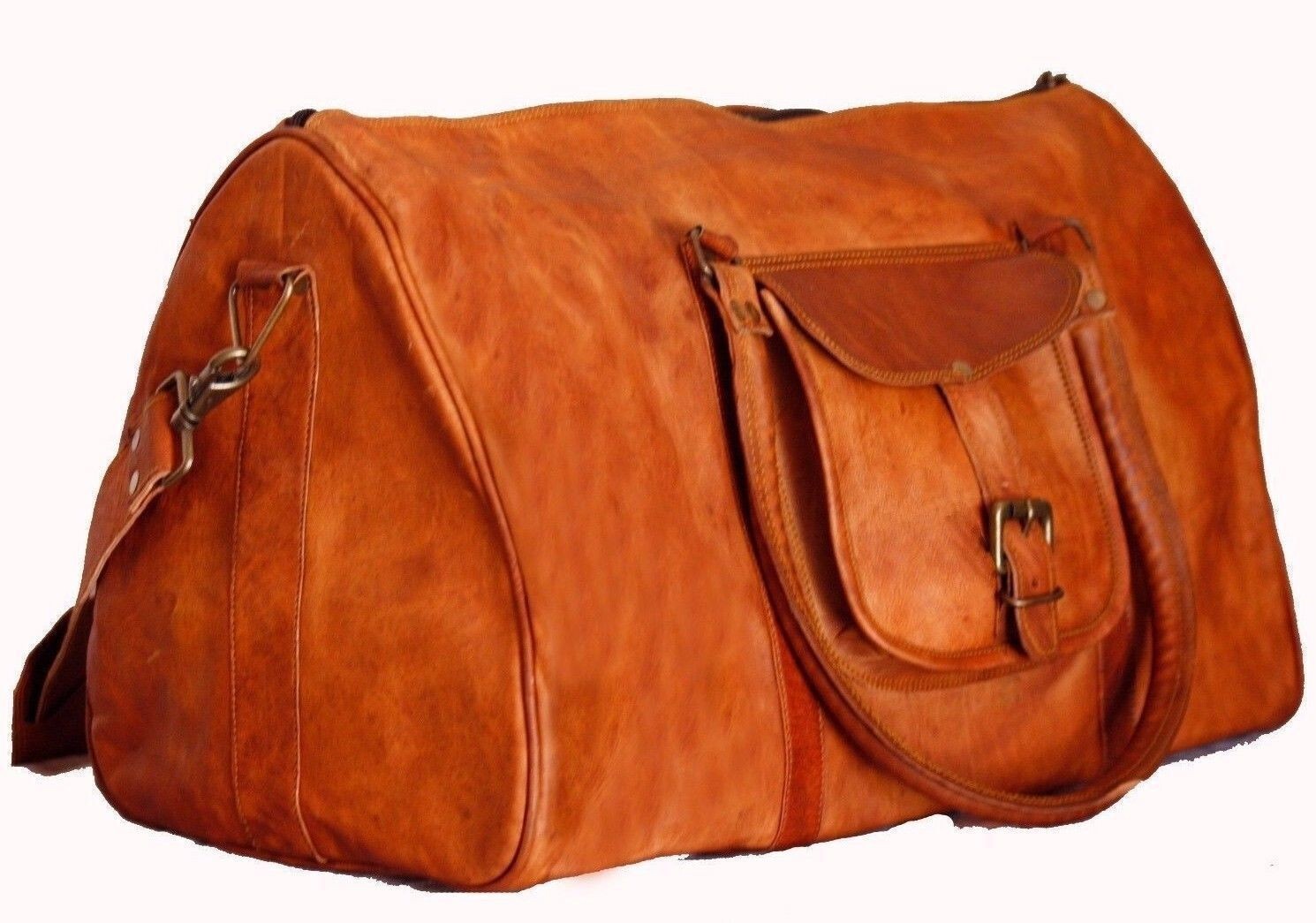 New Men’s duffel genuine Leather Big vintage travel gym weekend overnight bag